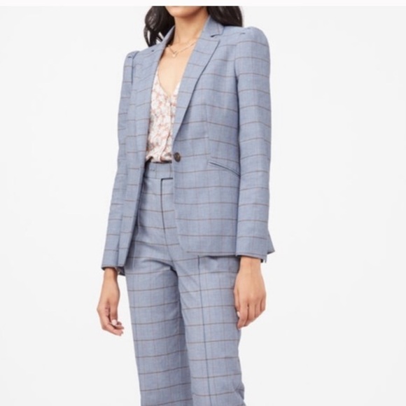 Rebecca Taylor TAILORED WINDOWPANE TWILL JACKET size 0 - Picture 1 of 12